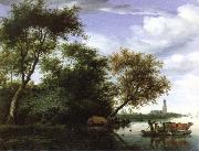 Salomon van Ruysdael wooded river landscape painting